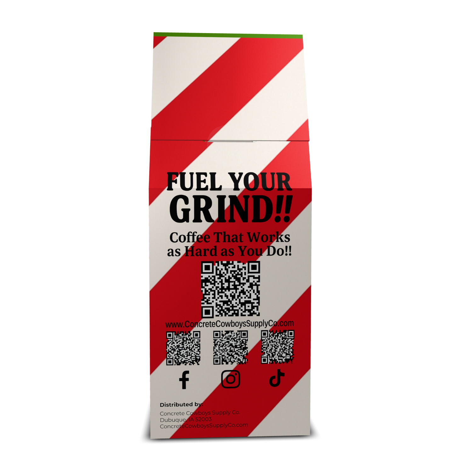 Peppermint Blend coffee bag back view with QR code and company information