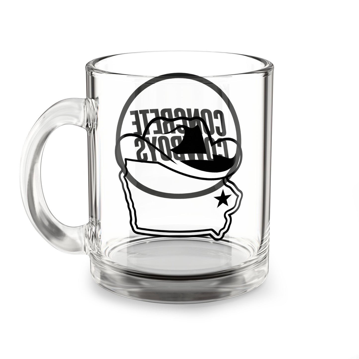 Iowa Cowboy Glass Mug, 10oz