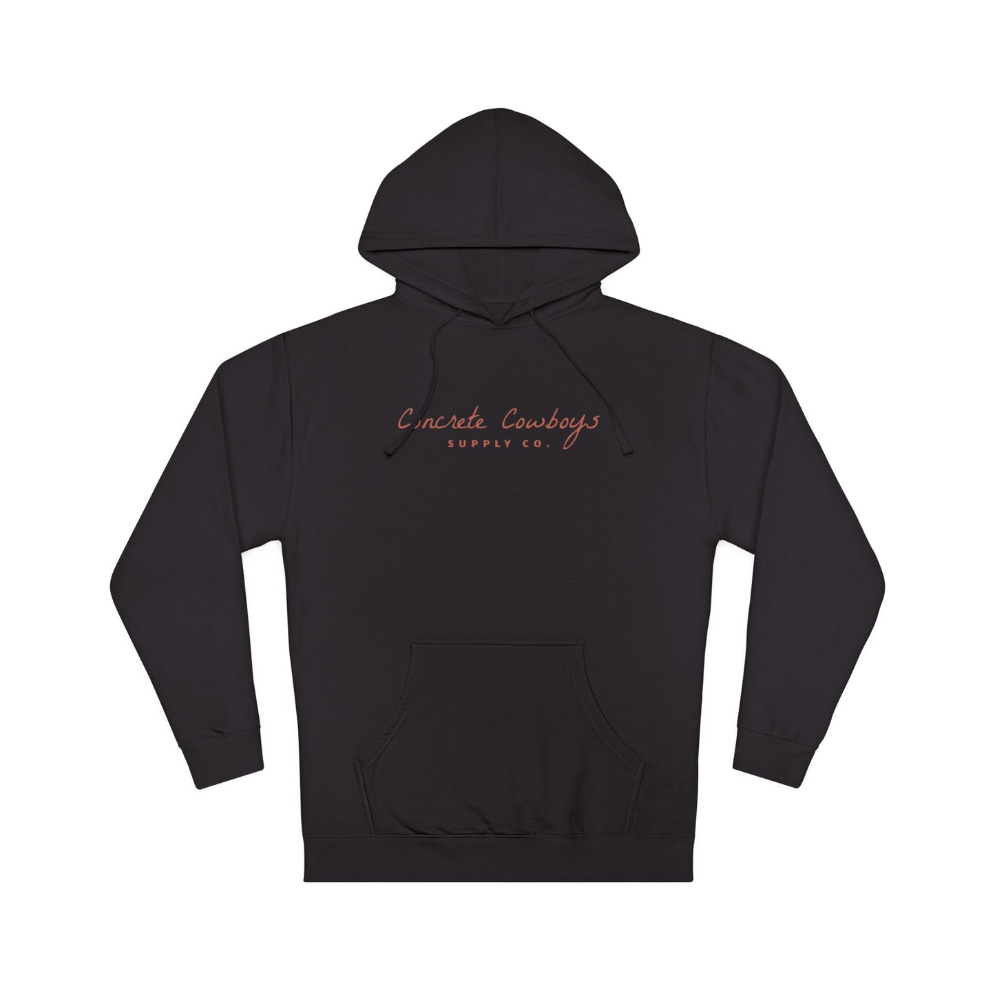 Hooded sweatshirt in black with Supply Co. logo.