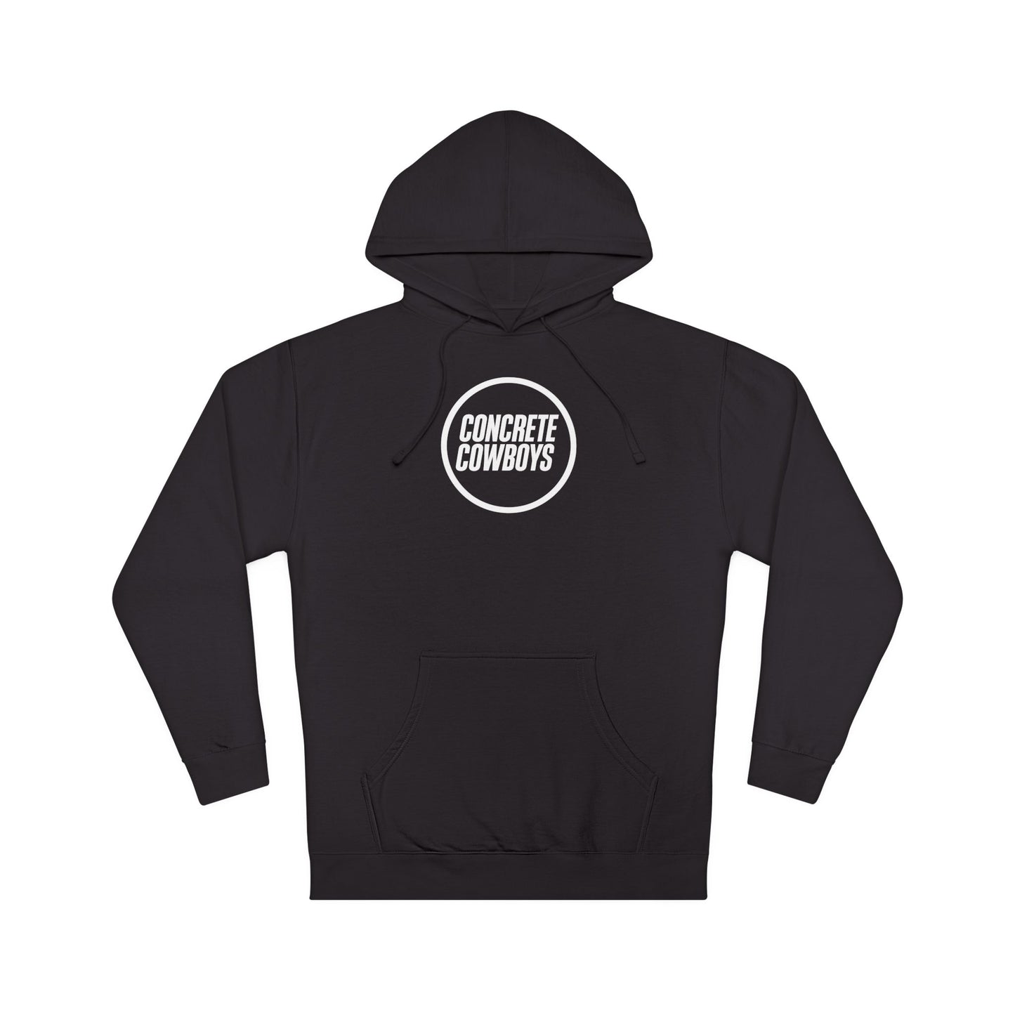 Heavyweight pullover hoodie in black with Circle Stamp logo.