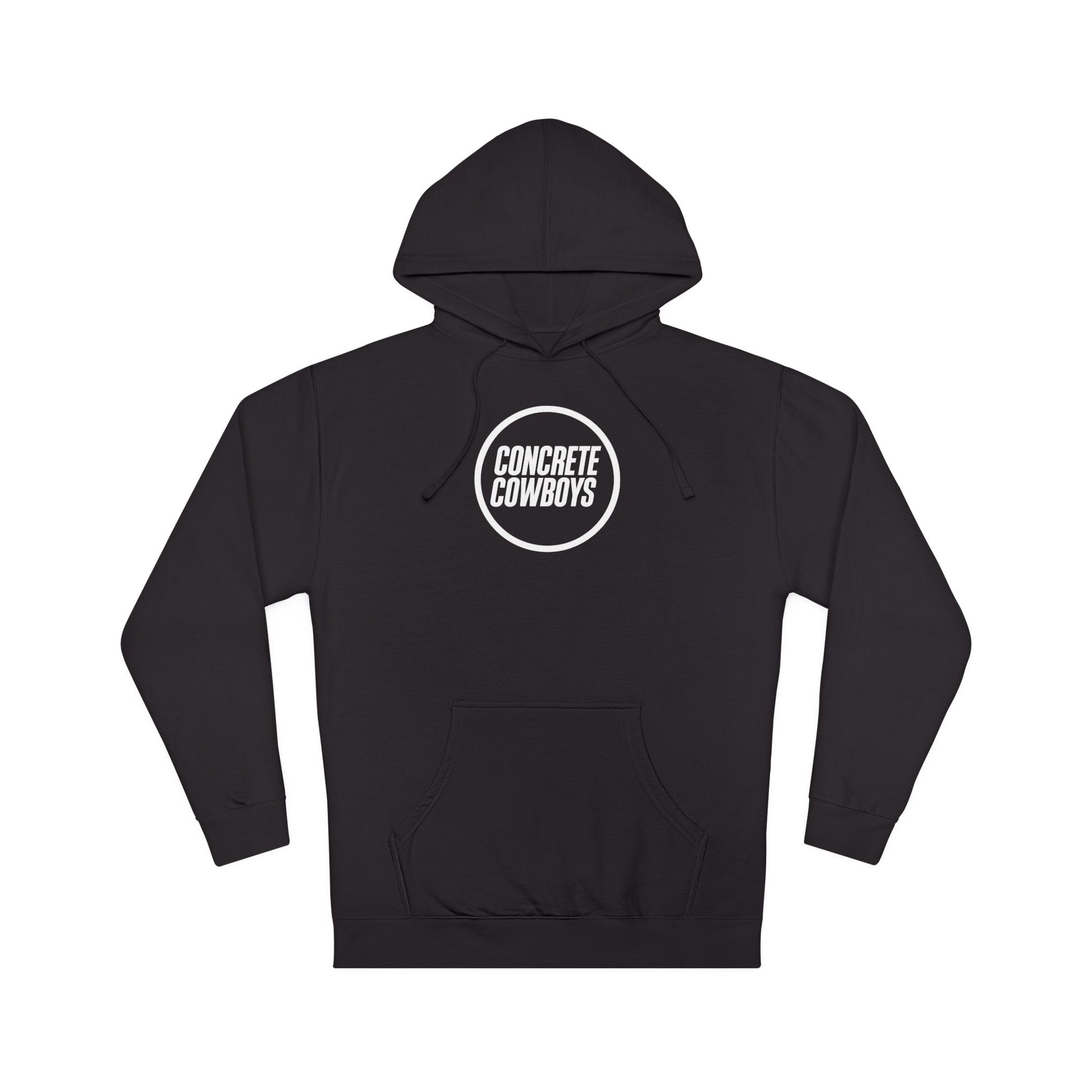 Heavyweight pullover hoodie in black with Circle Stamp logo.