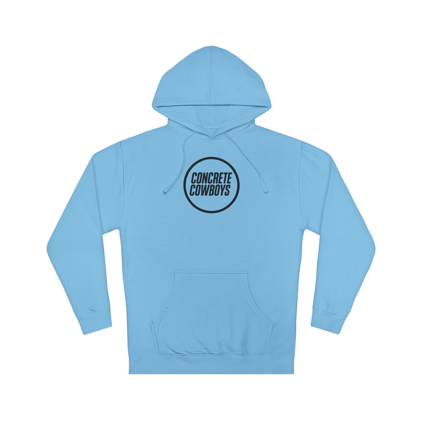 Heavyweight pullover hoodie in blue aqua with Circle Stamp logo.