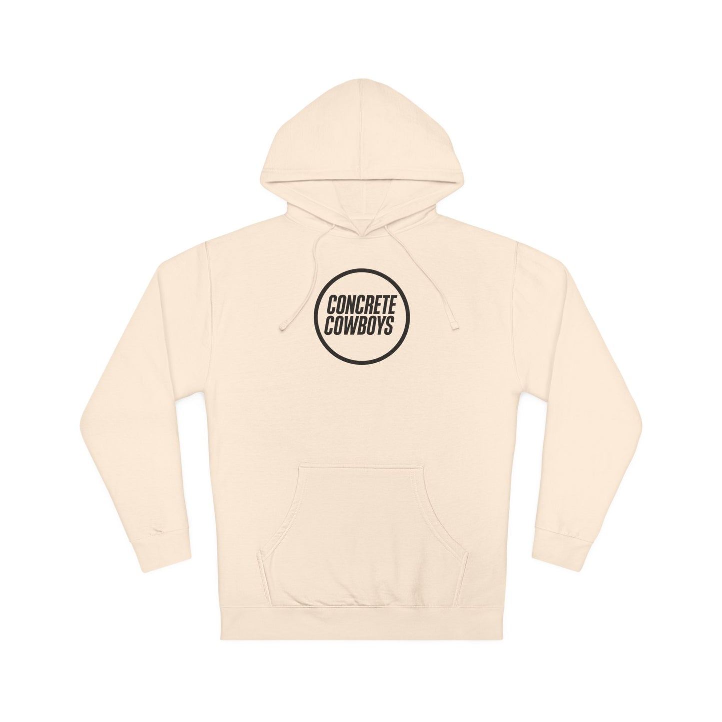 Heavyweight pullover hoodie in bone with Circle Stamp logo.