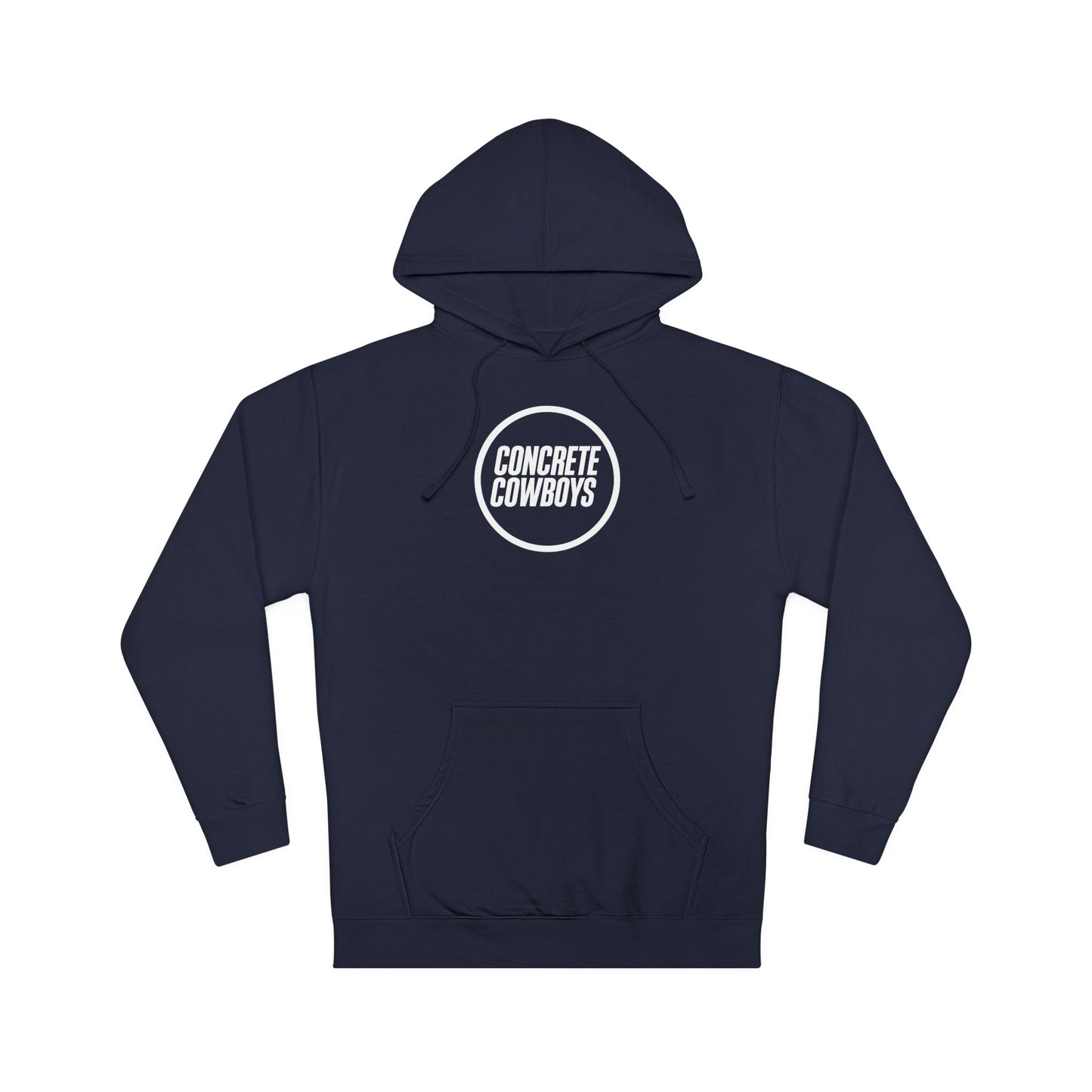 Heavyweight pullover hoodie in classic navy with Circle Stamp logo.