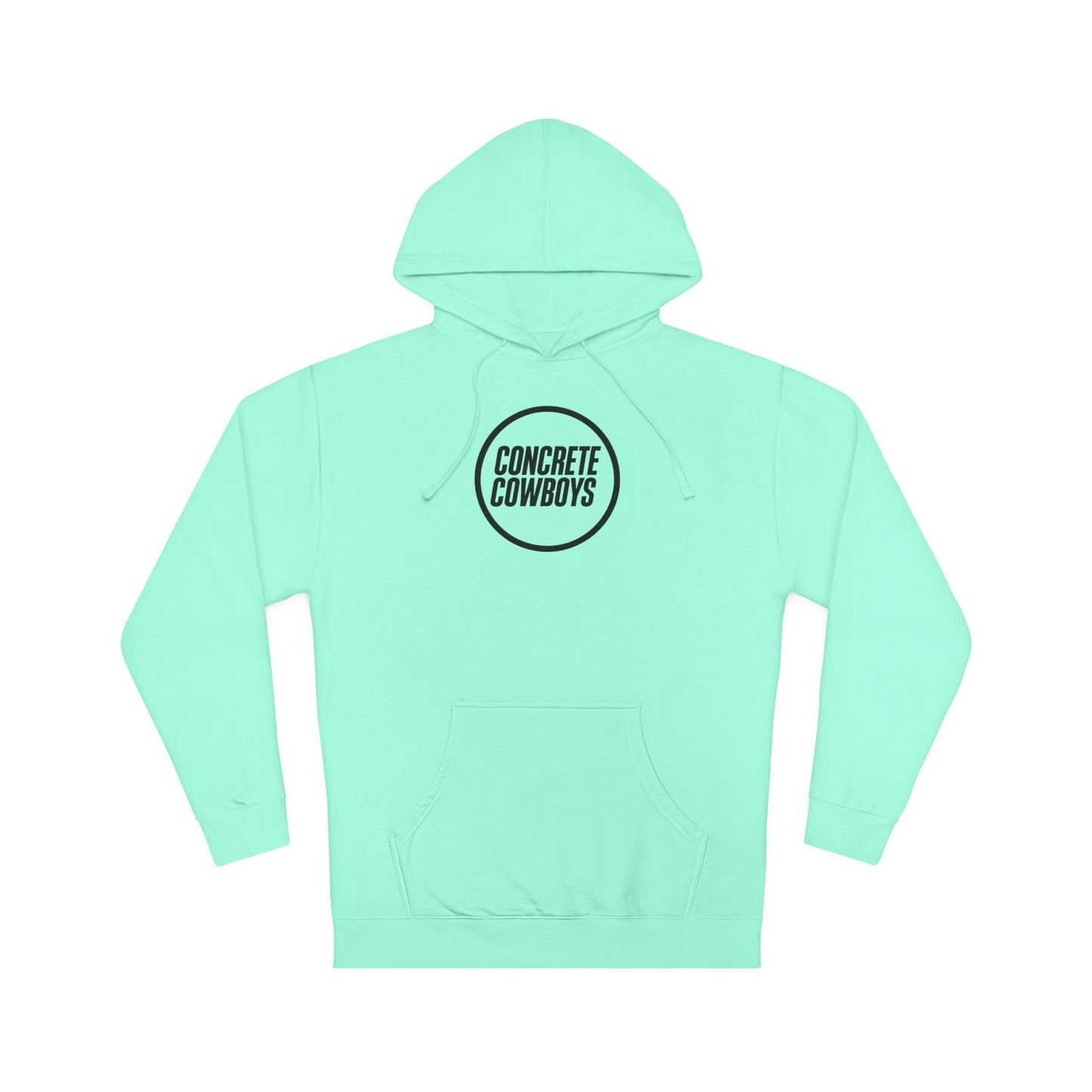Heavyweight pullover hoodie in mint with Circle Stamp logo.