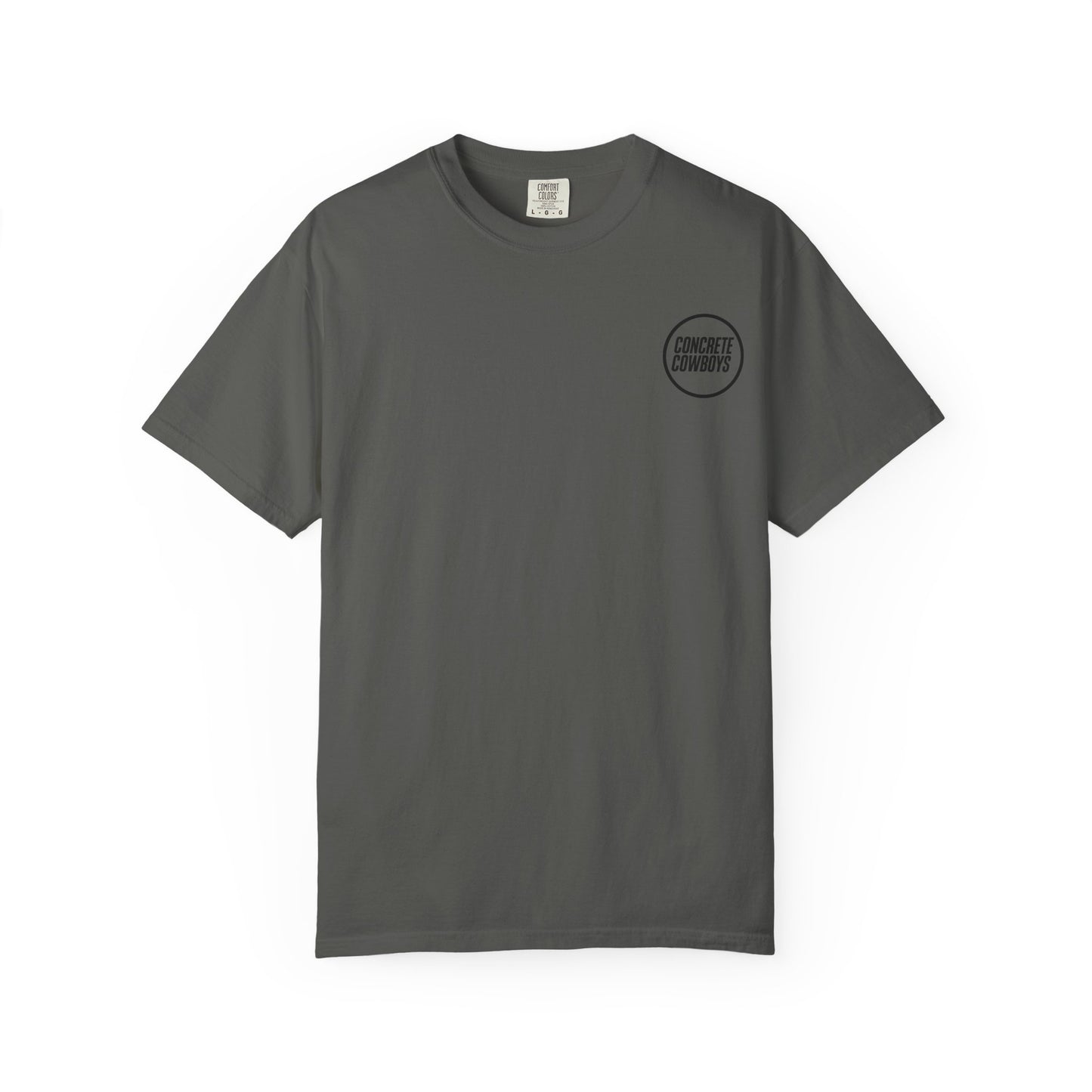 T-shirt in pepper with Circle Stamp logo.