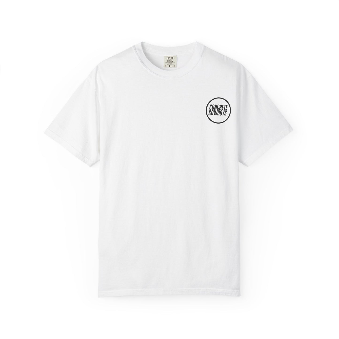 T-shirt in white with Circle Stamp logo.