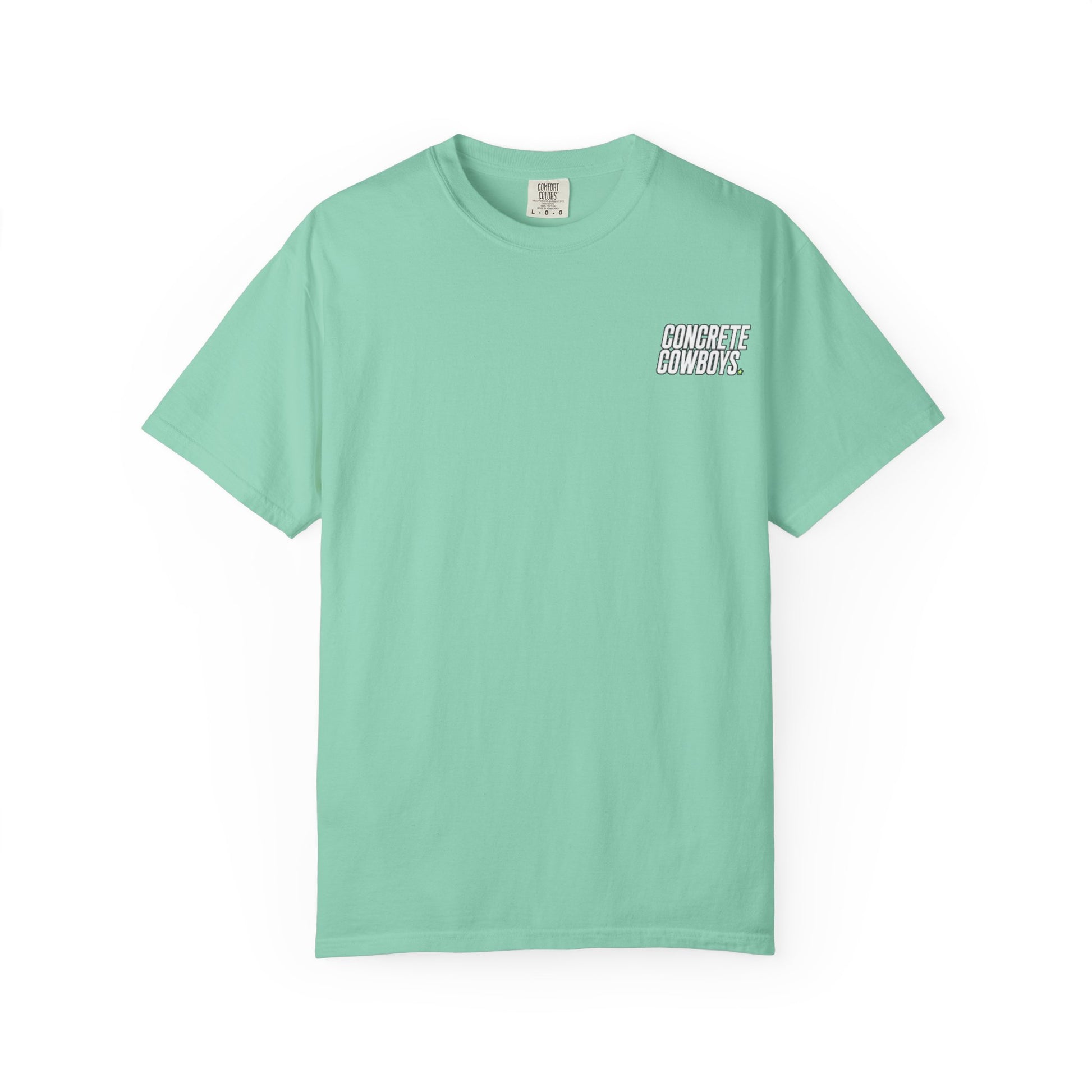 T-shirt in island reef with classic Concrete Cowboys logo on front.