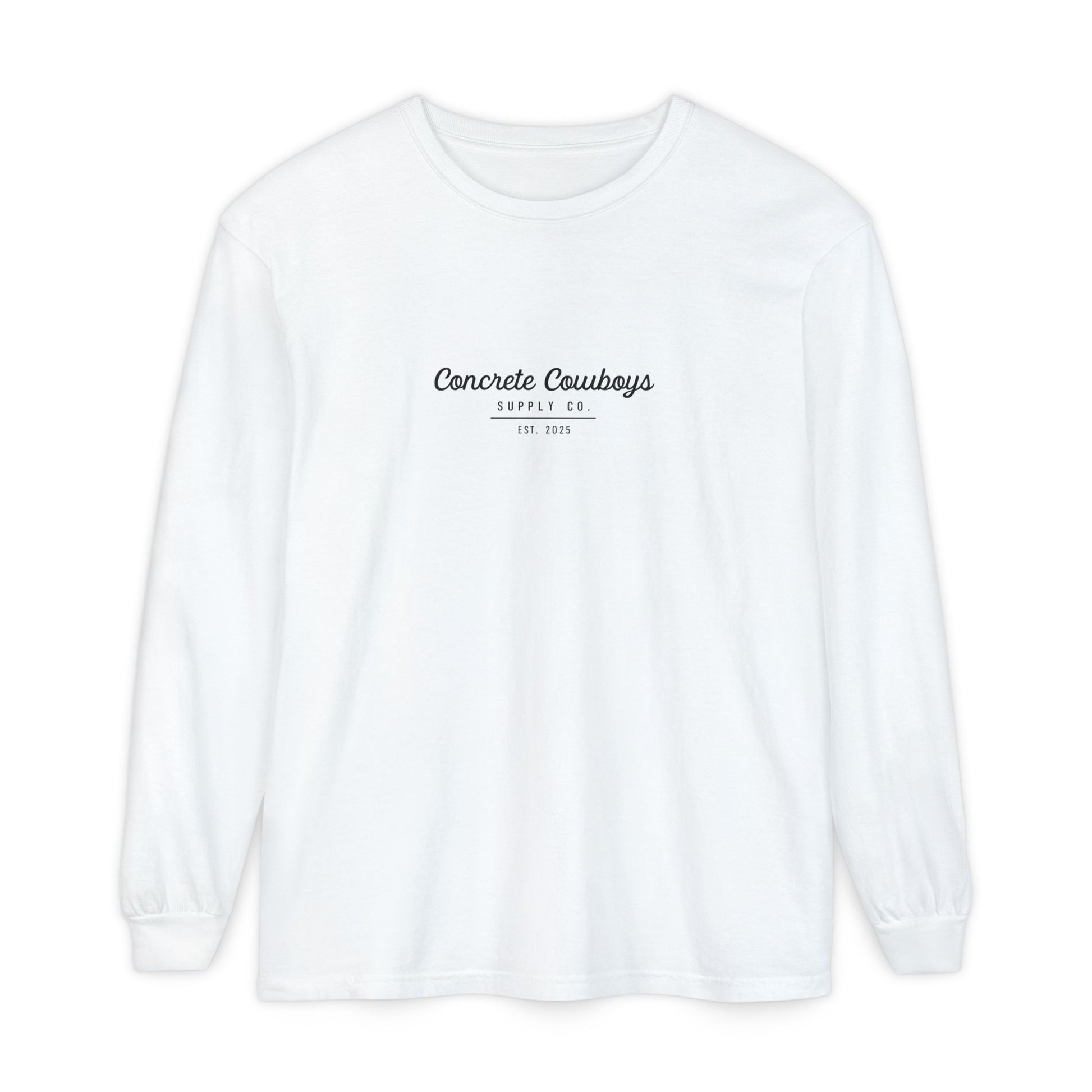 Long sleeve shirt in white with EST logo on front.