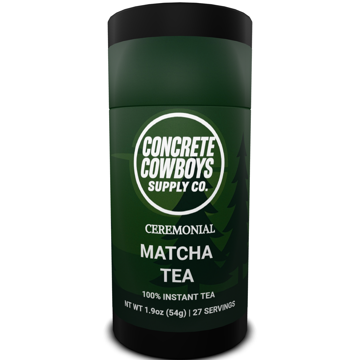 Concrete Cowboys Shade Grown Matcha front bag design featuring ceremonial-grade matcha branding, green aesthetic, and Fuel Your Grind style.