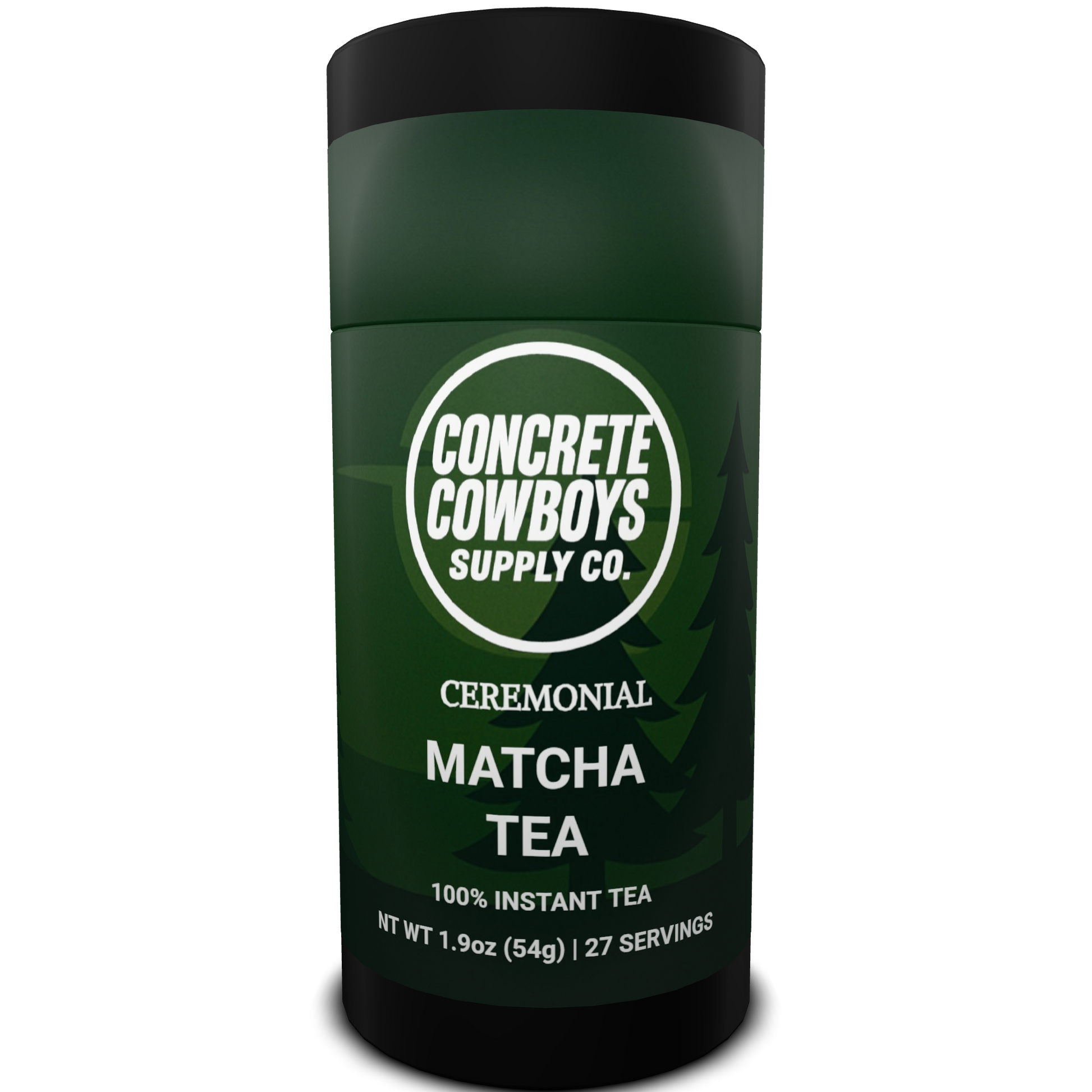 Concrete Cowboys Shade Grown Matcha front bag design featuring ceremonial-grade matcha branding, green aesthetic, and Fuel Your Grind style.