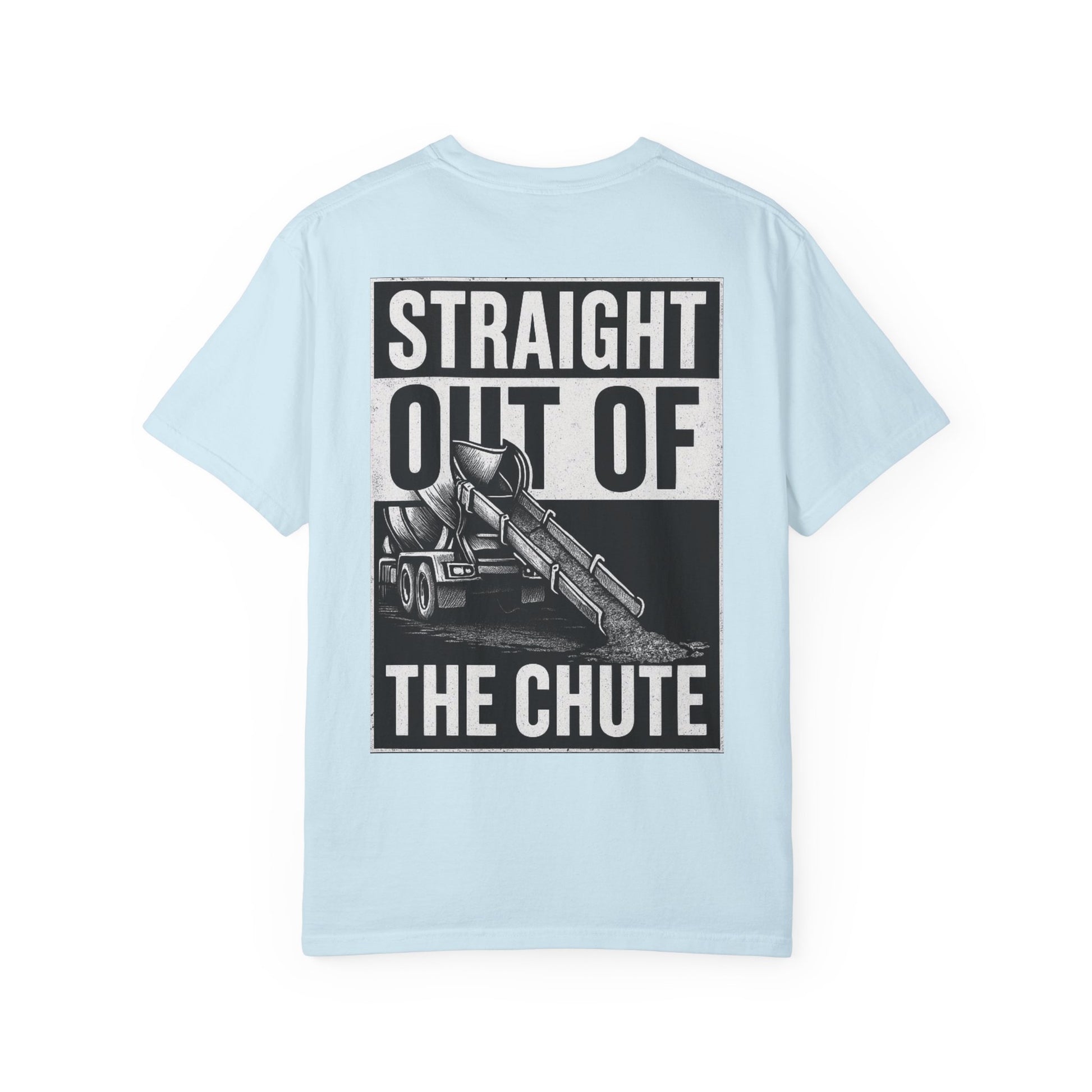Back view showing Straight Out of The Chute graphic.