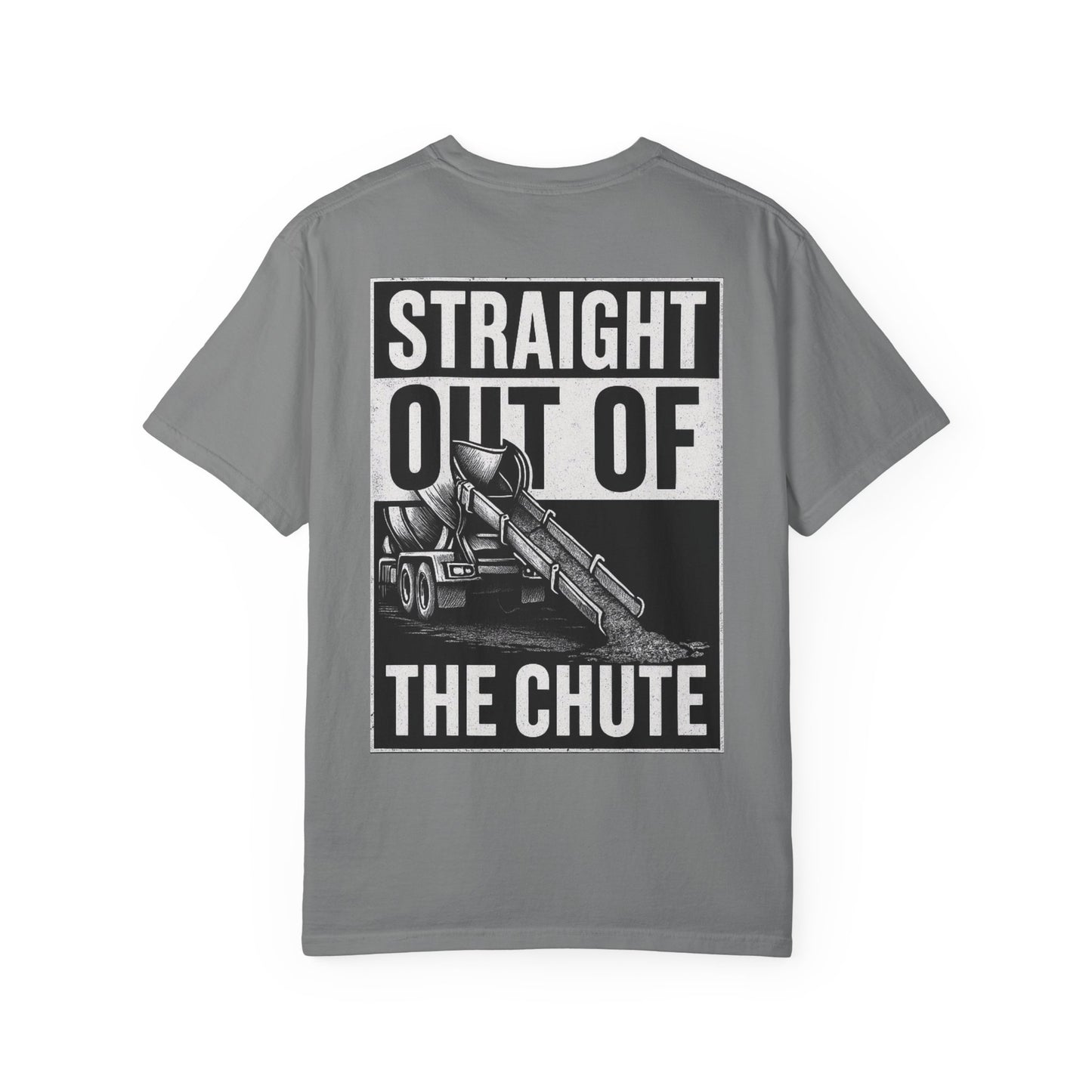 Back view showing Straight Out of The Chute graphic.