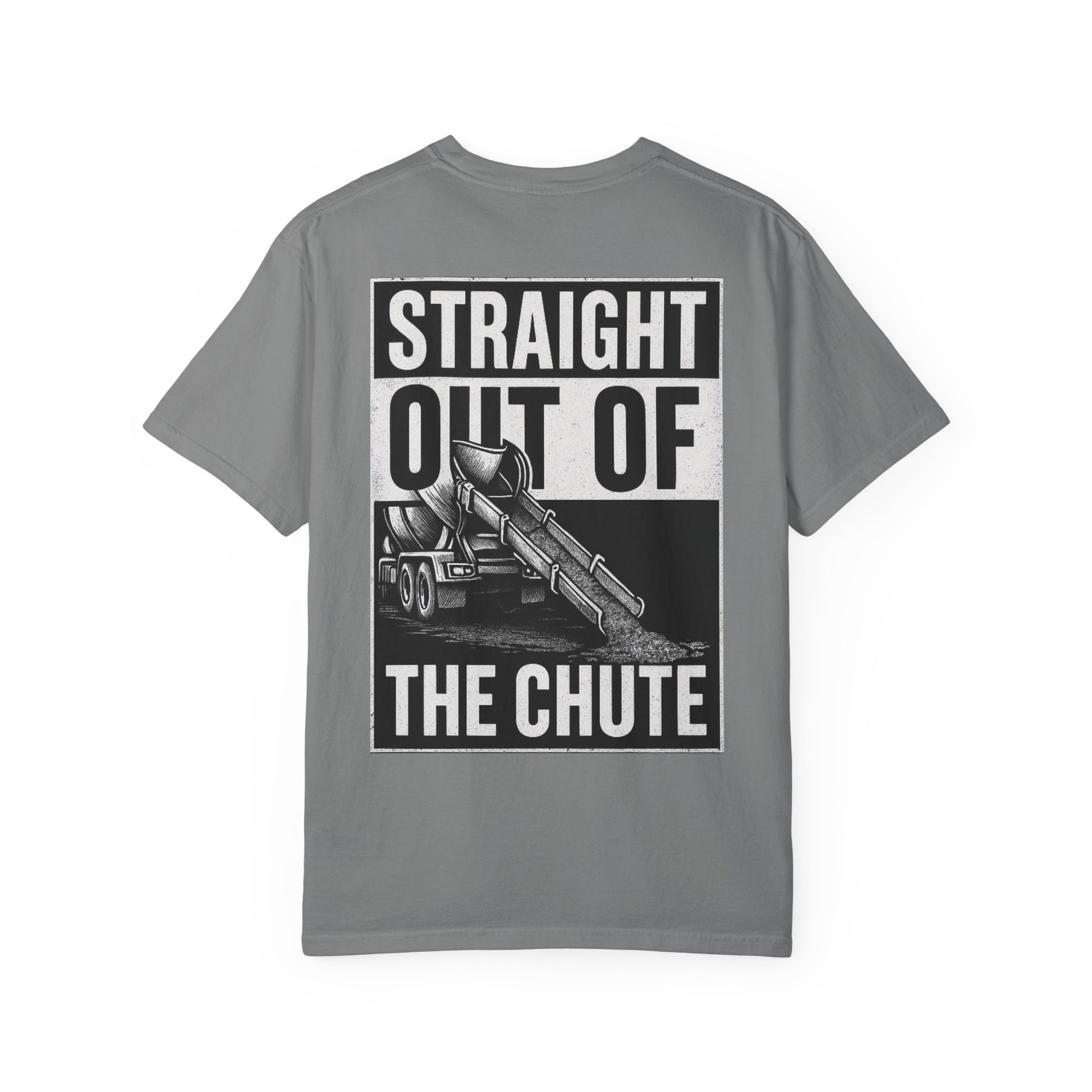 Back view showing Straight Out of The Chute graphic.