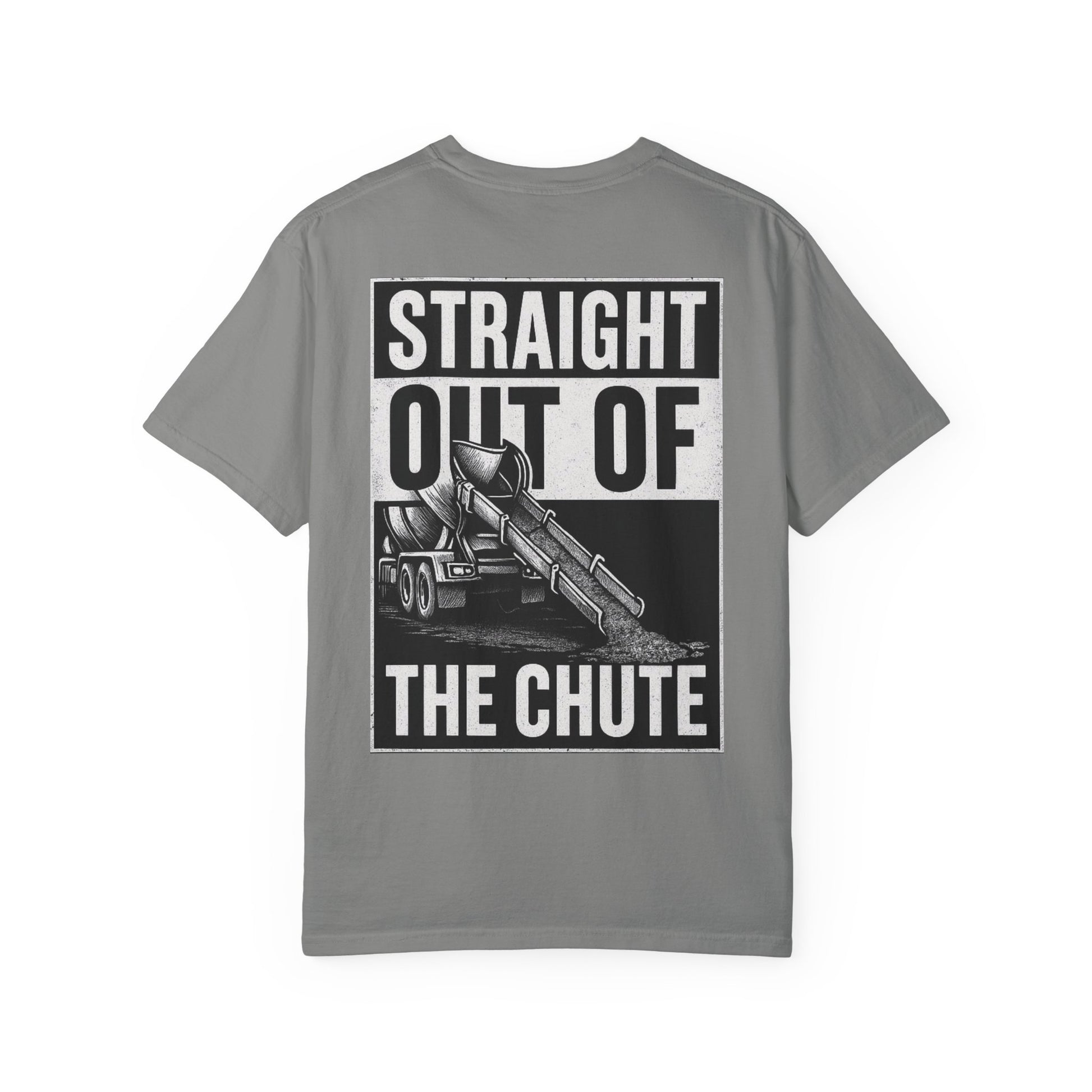 Back view showing Straight Out of The Chute graphic.