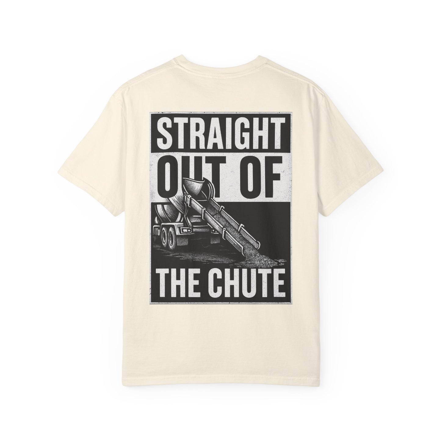 Back view showing Straight Out of The Chute graphic.