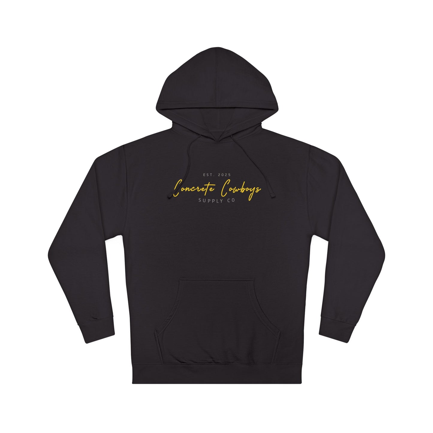 Heavyweight pullover hoodie in black with Supply Co. logo.