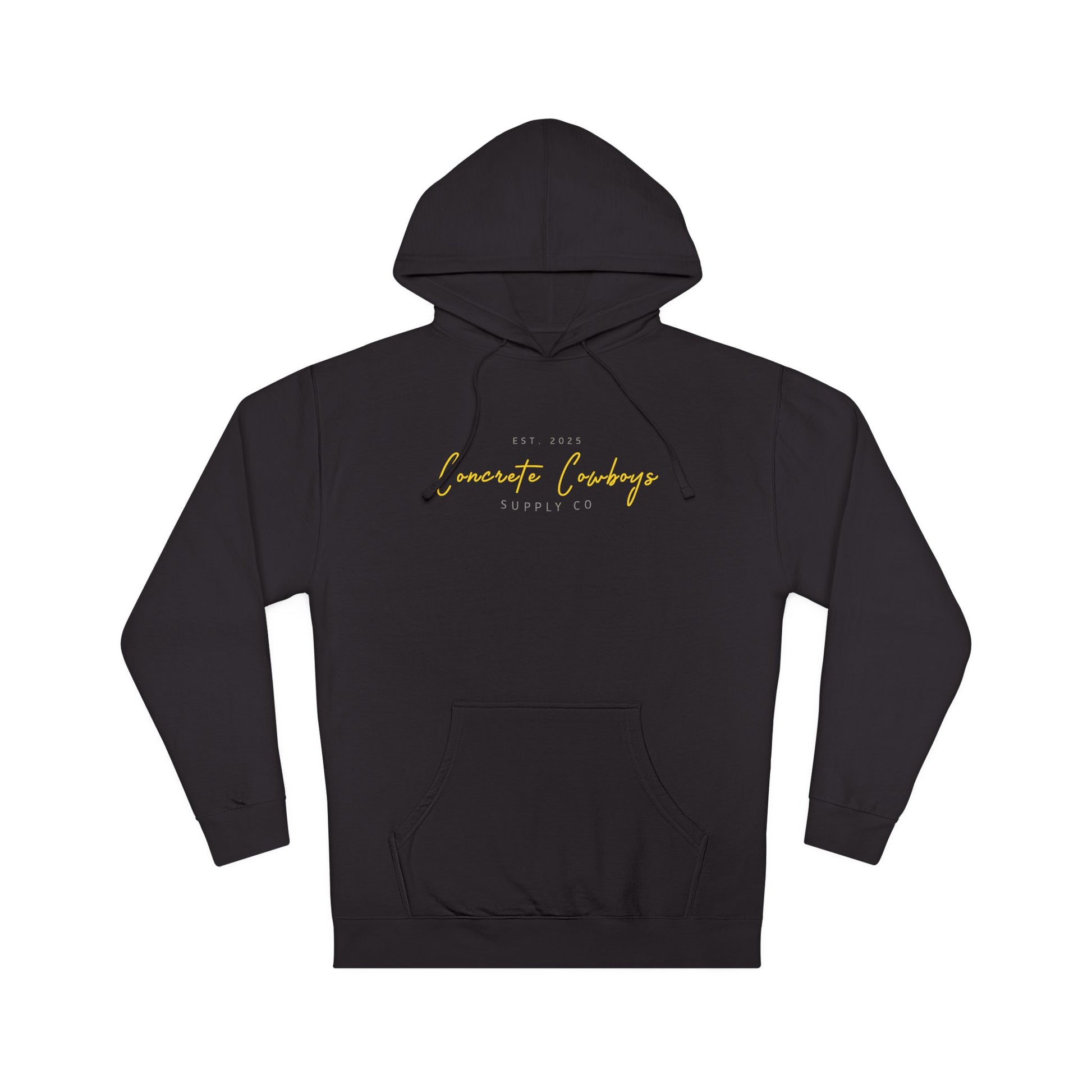 Heavyweight pullover hoodie in black with Supply Co. logo.