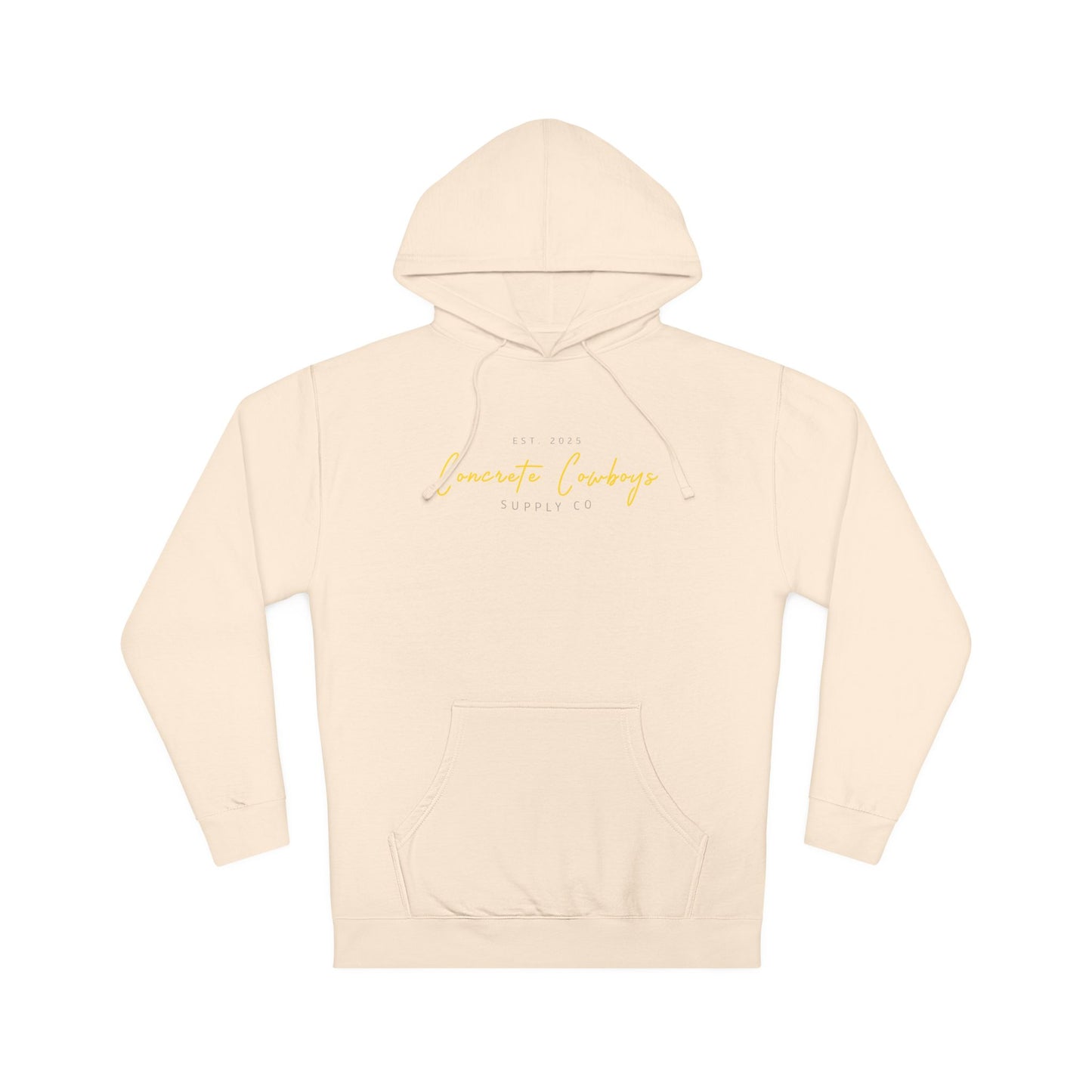 Heavyweight pullover hoodie in bone with Supply Co. logo.