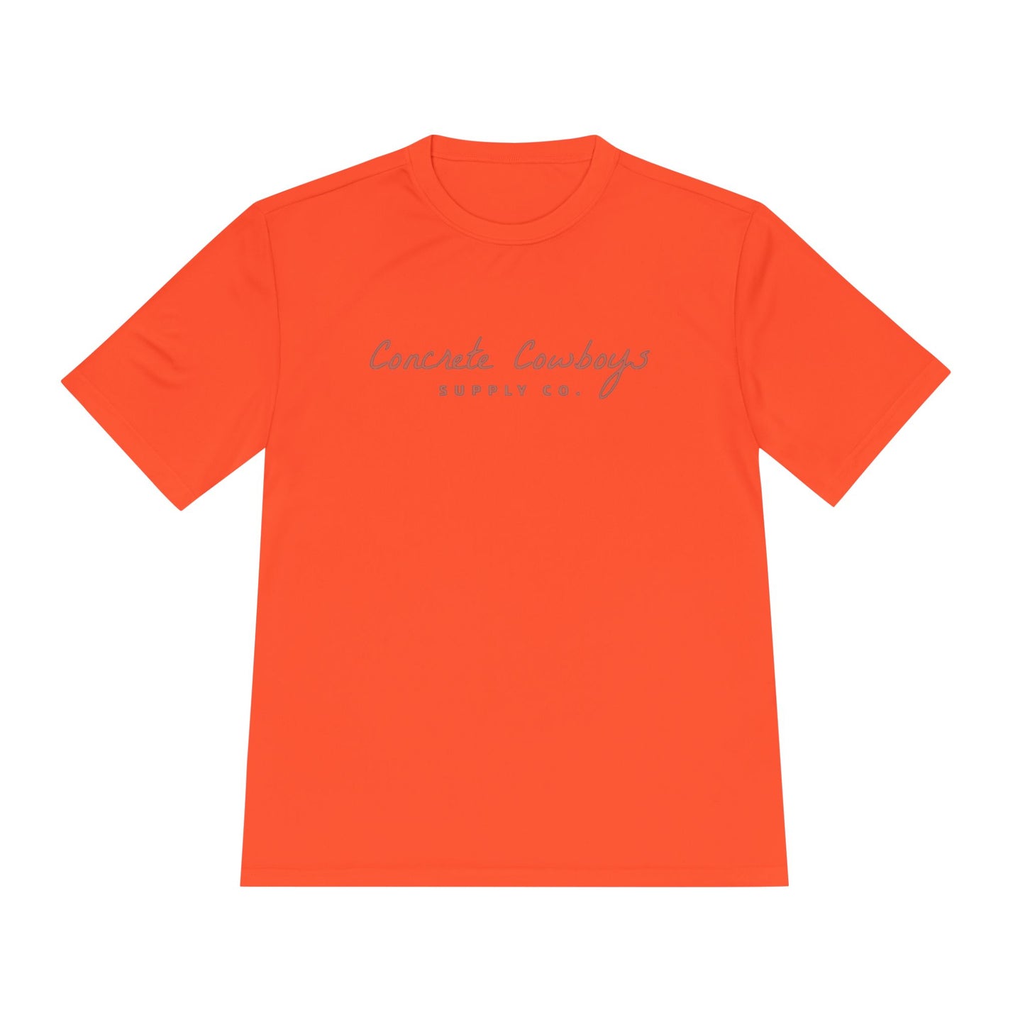 T-shirt in neon orange with Supply Co. logo.