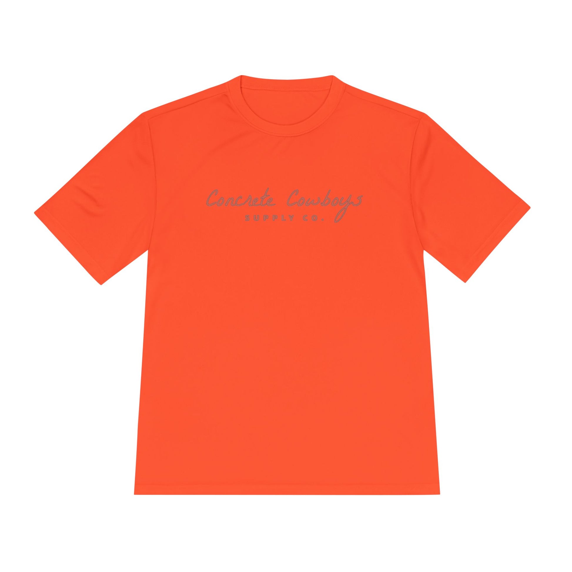 T-shirt in neon orange with Supply Co. logo.