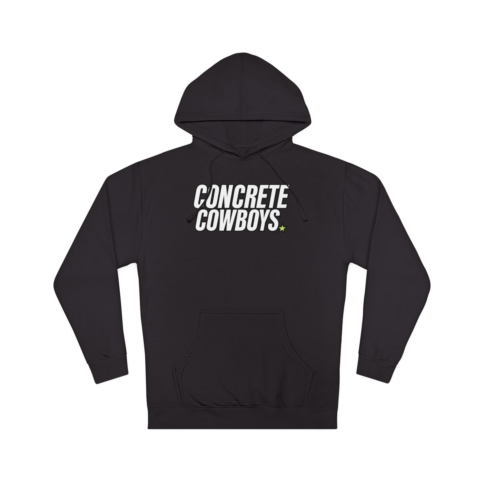 Black Cowboy Classic Hoodie featuring the Concrete Cowboys logo on the front center