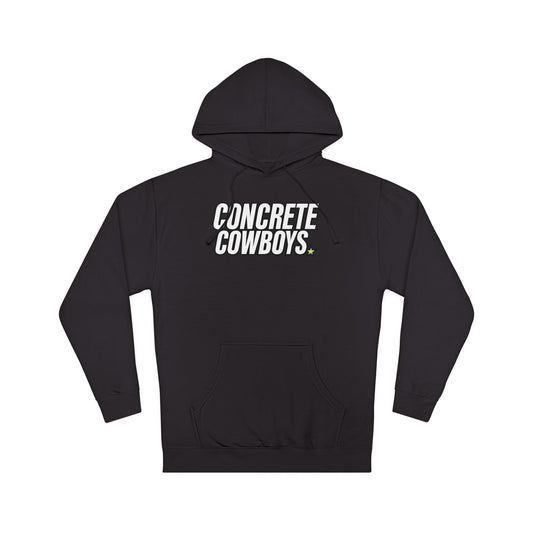 Black Cowboy Classic Hoodie featuring the Concrete Cowboys logo on the front center