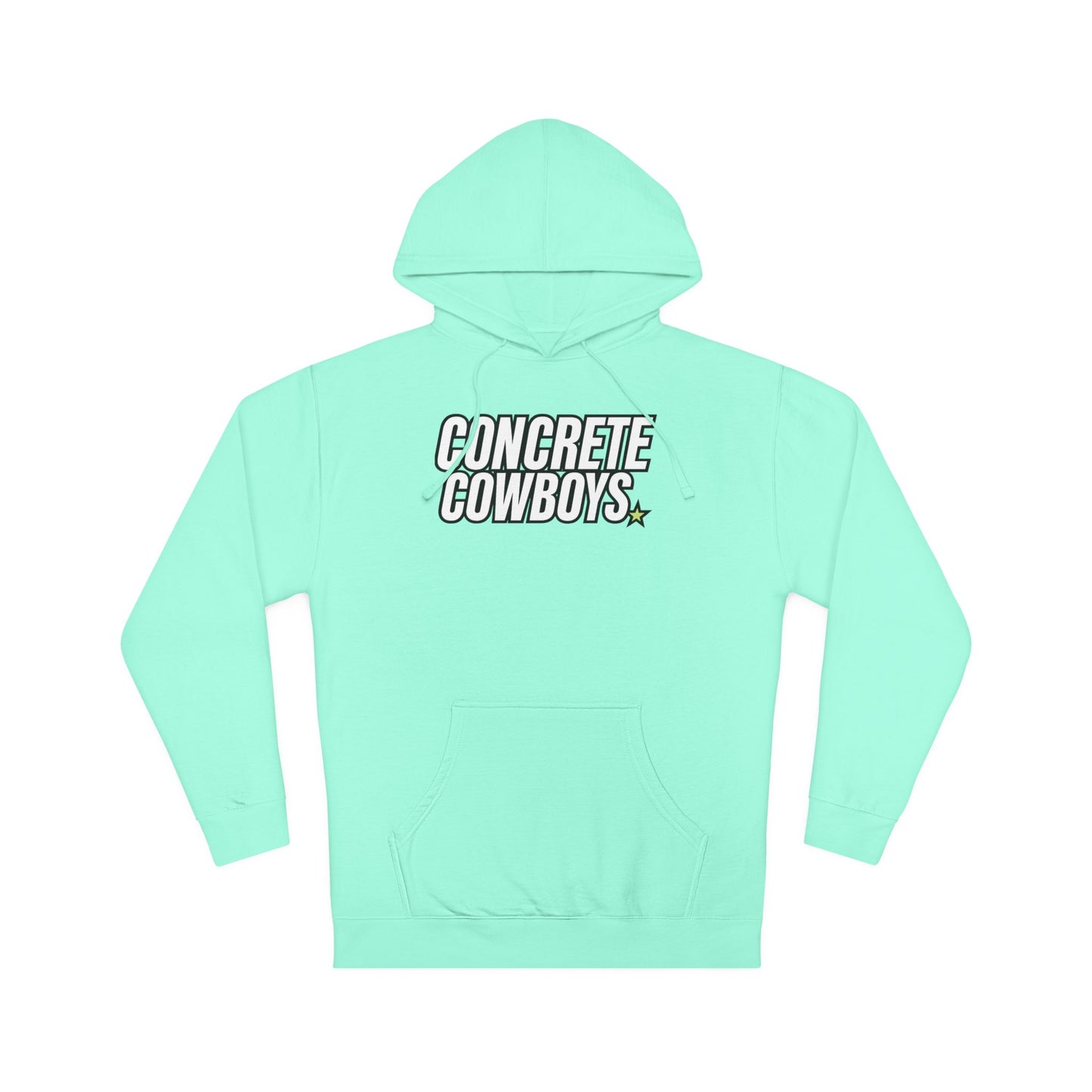Mint Cowboy Classic Hoodie with front-center Concrete Cowboys logo design