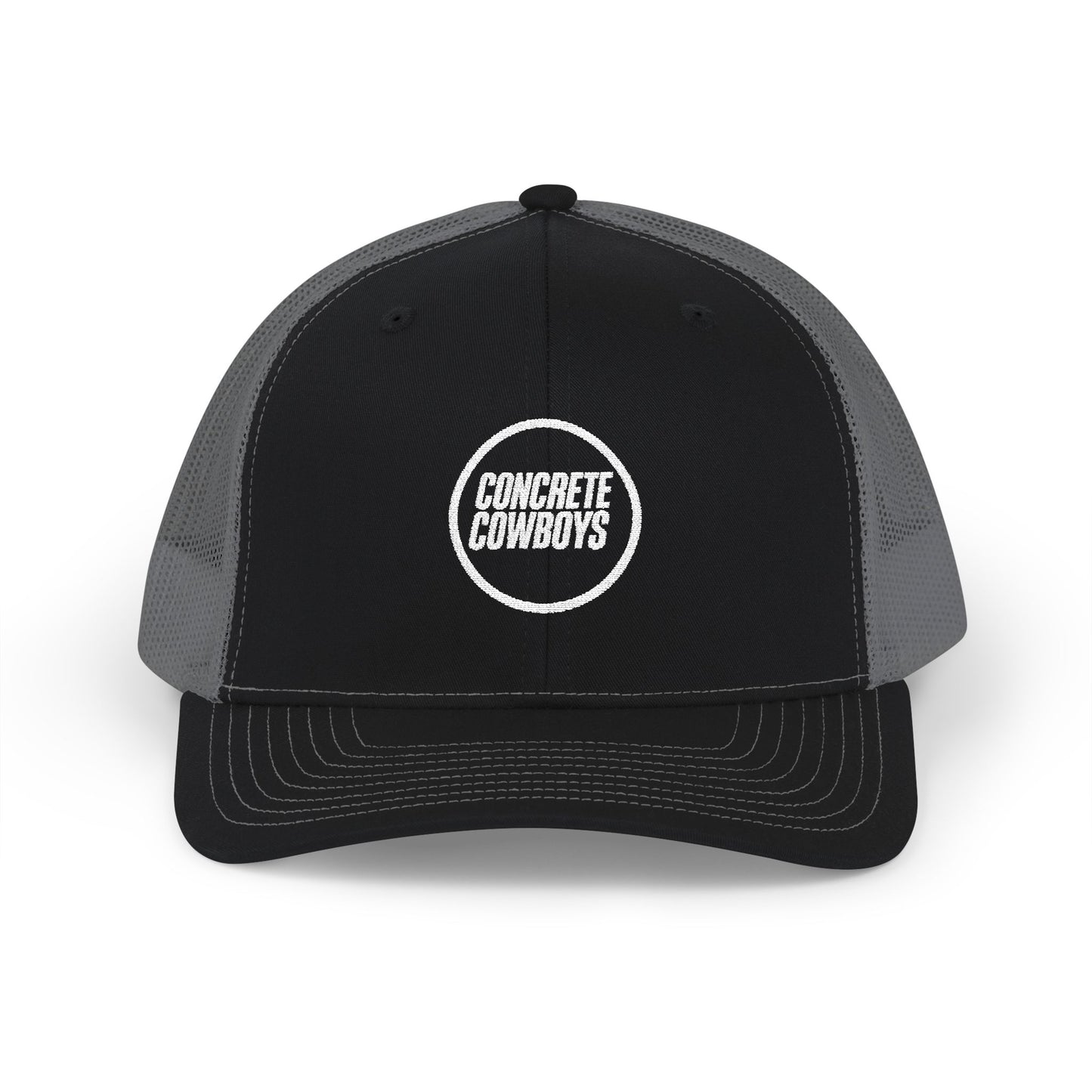 Concrete Cowboys Circle Stamp Snapback in Black/Charcoal — front view