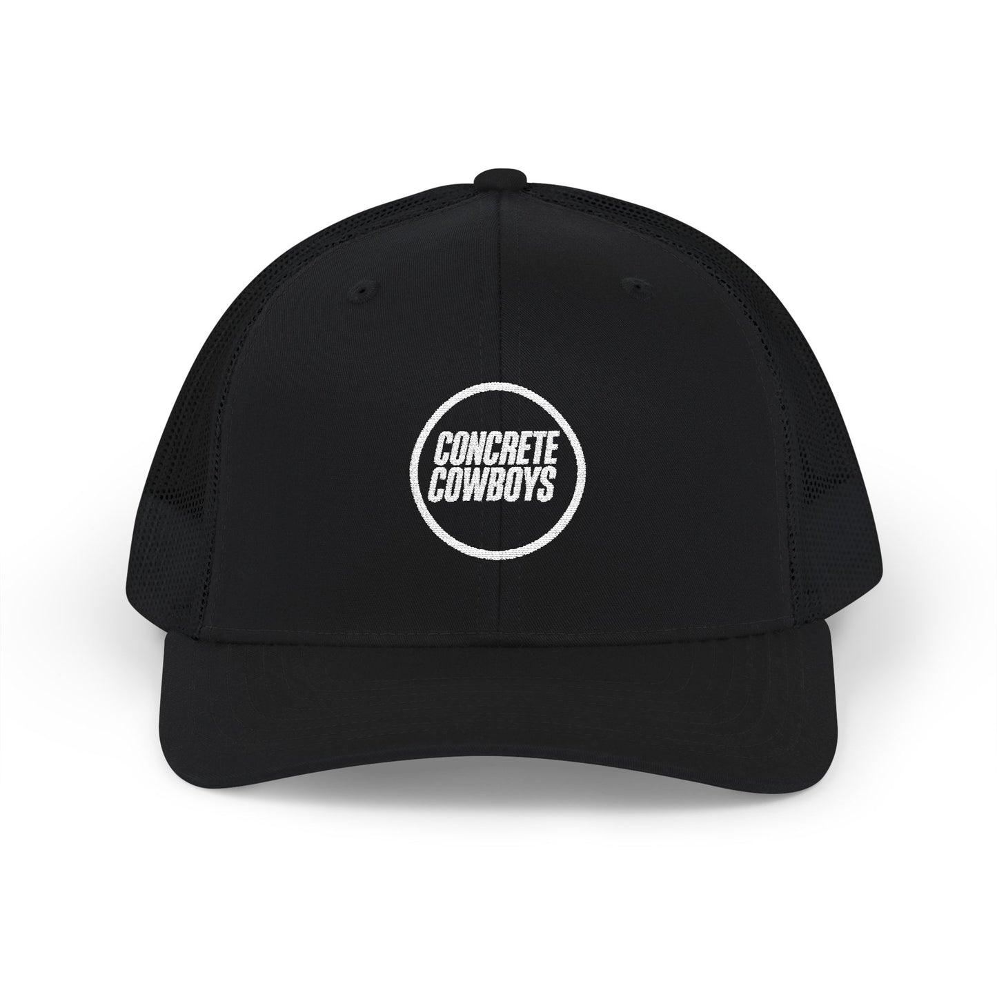 Concrete Cowboys Circle Stamp Snapback in Black — front view