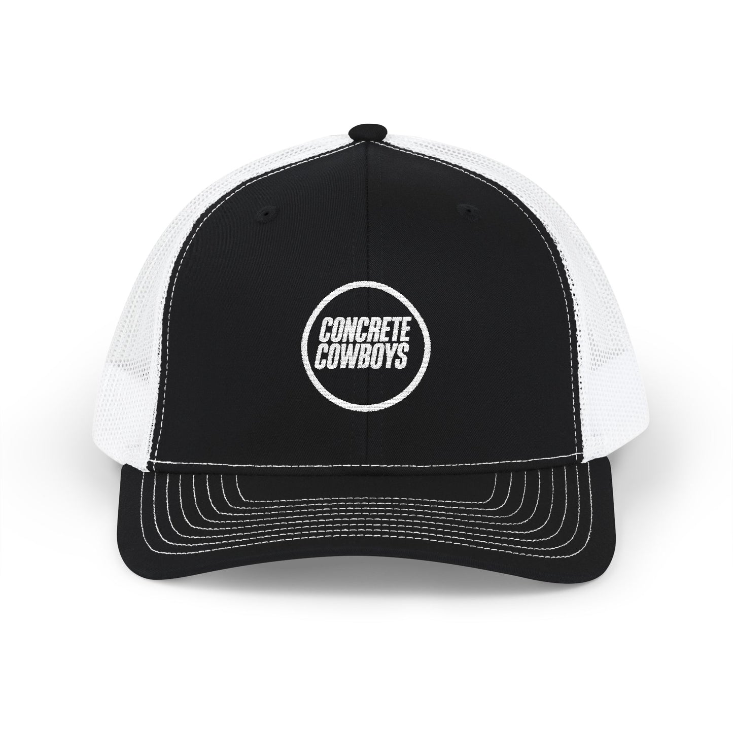  Concrete Cowboys Circle Stamp Snapback in Black/White — front view