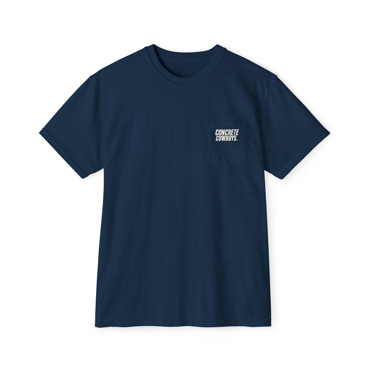 Concrete Cowboys classic logo true navy pocket t-shirt front