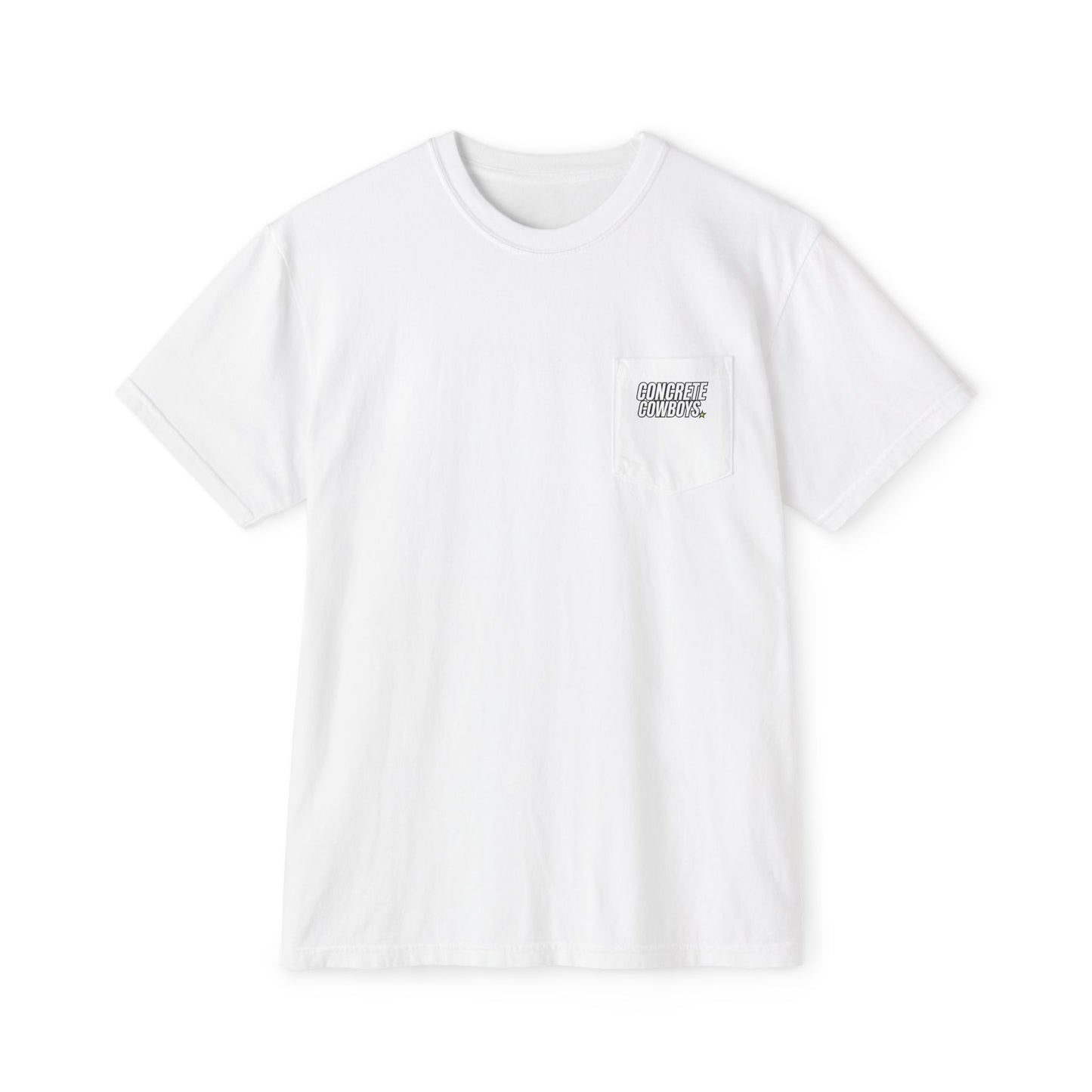Concrete Cowboys classic logo white pocket t-shirt front