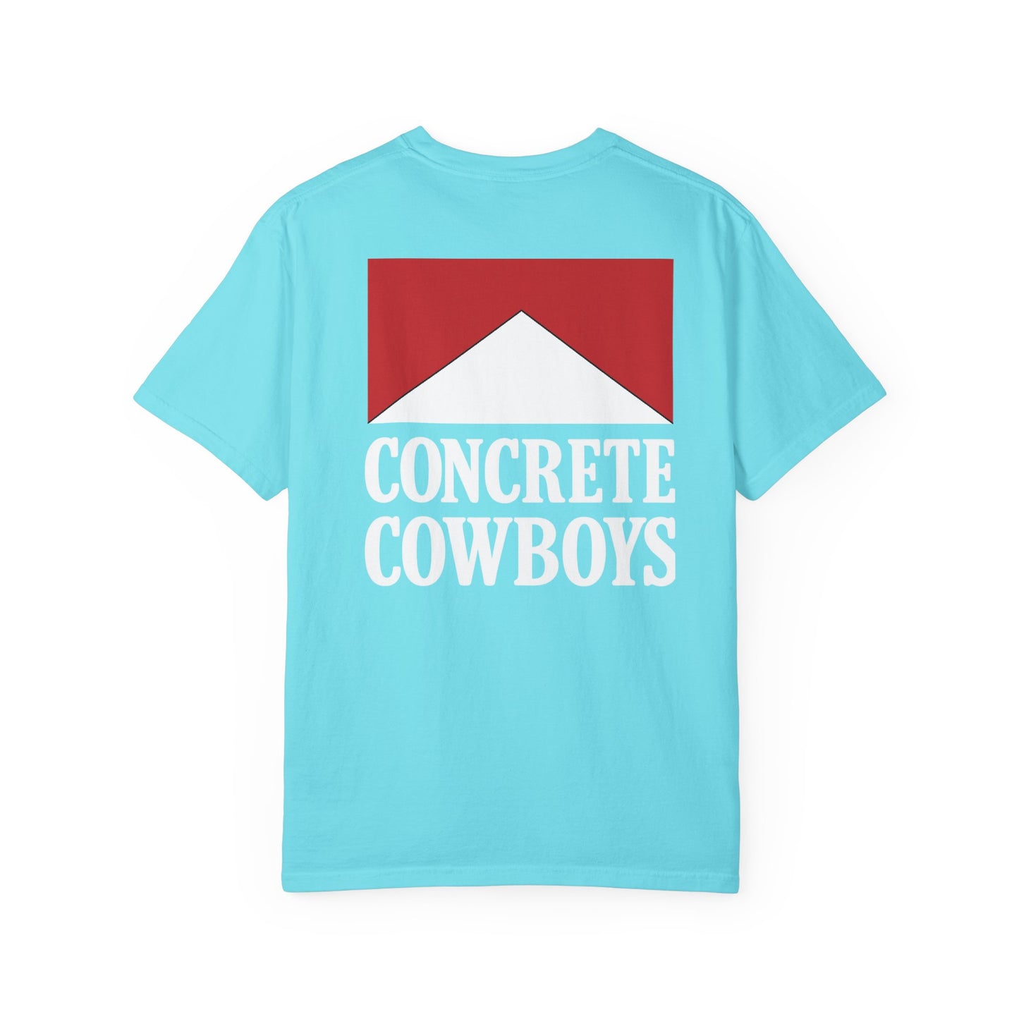 Concrete Cowboys Cowboy Killer lagoon blue t-shirt back showing bold western graphic