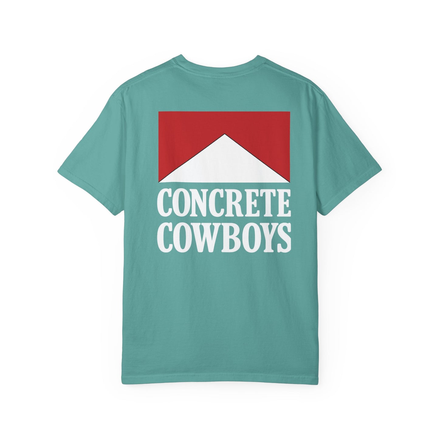 Concrete Cowboys Cowboy Killer seafoam t-shirt back showing bold western graphic