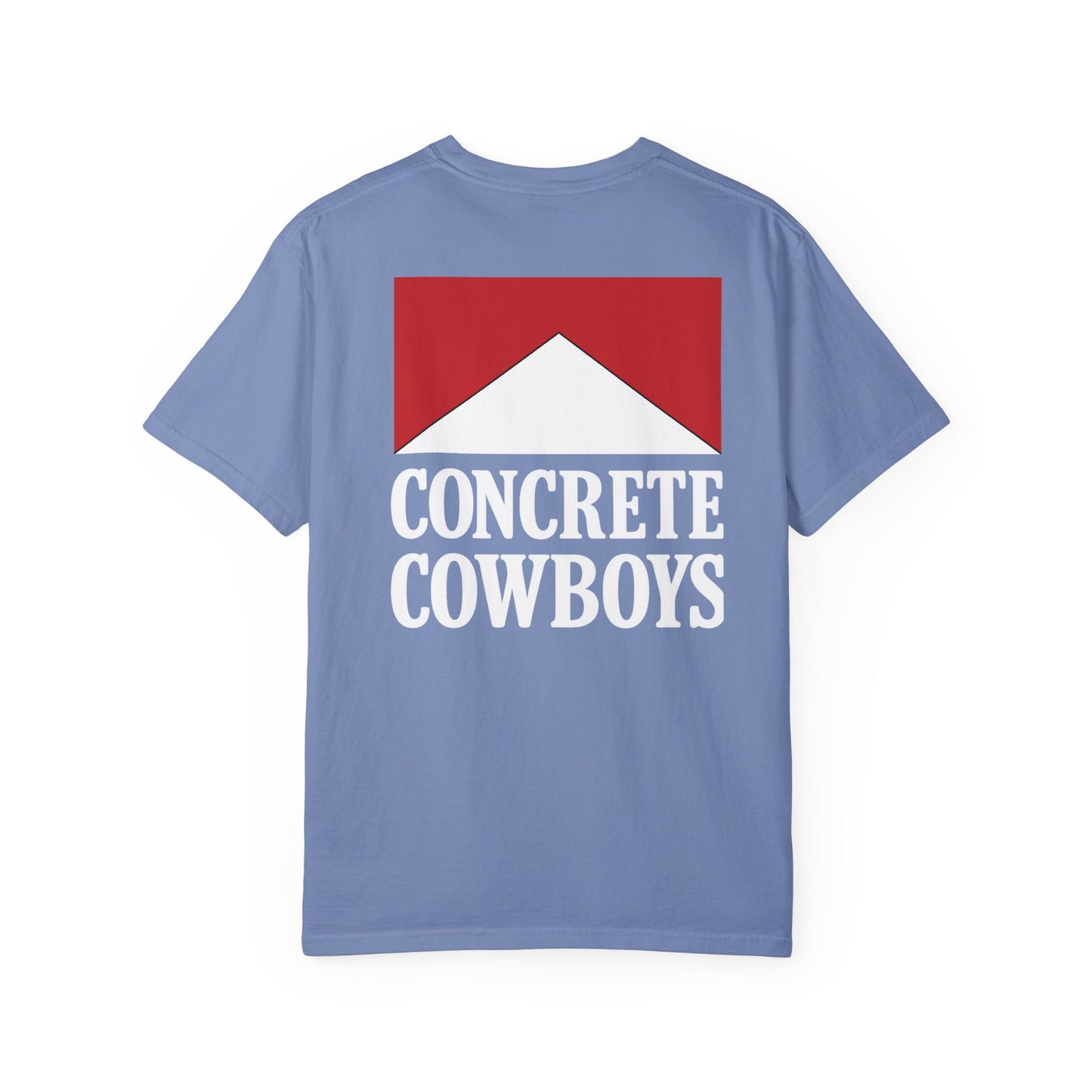 Concrete Cowboys Cowboy Killer washed denim t-shirt back showing bold western graphic