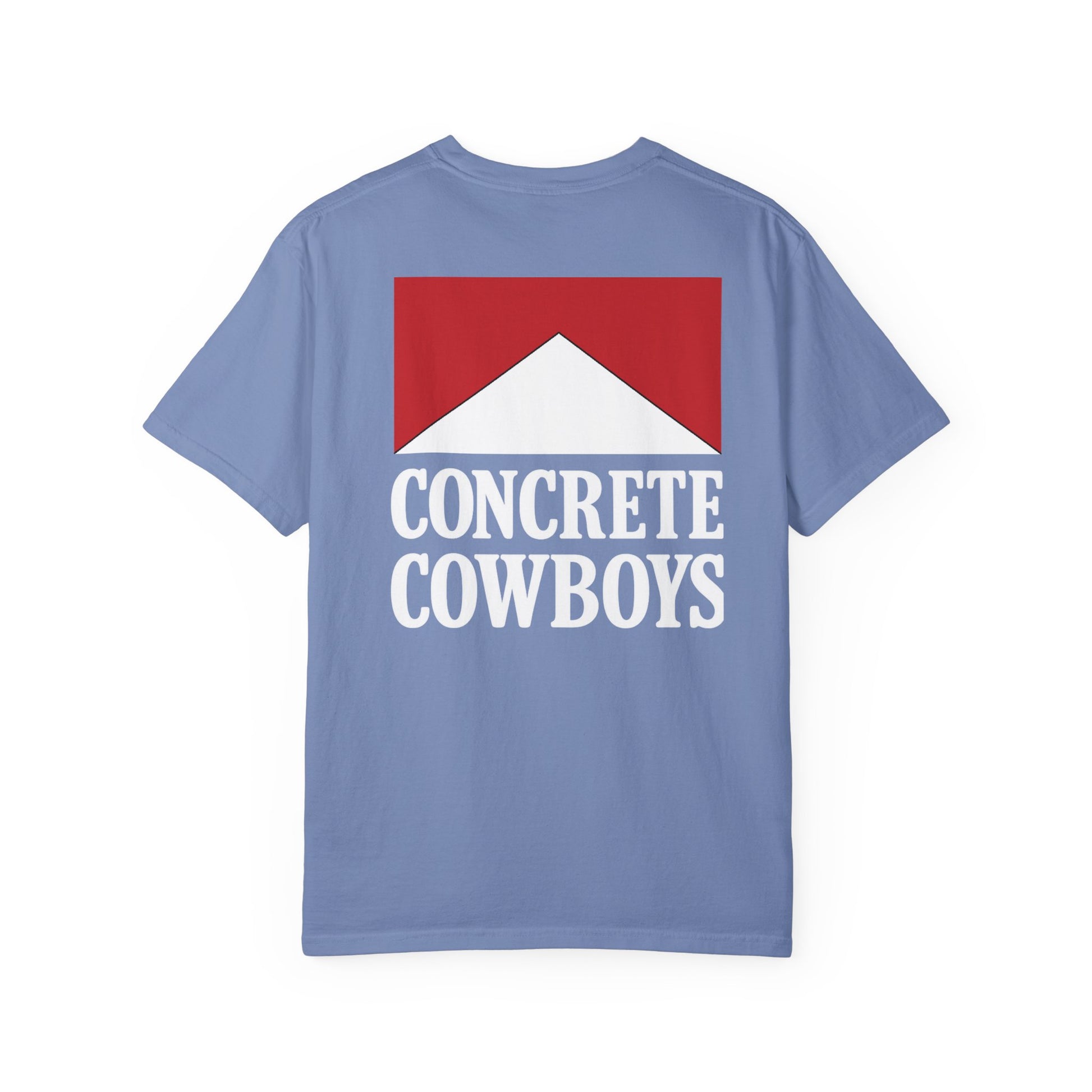 Concrete Cowboys Cowboy Killer washed denim t-shirt back showing bold western graphic