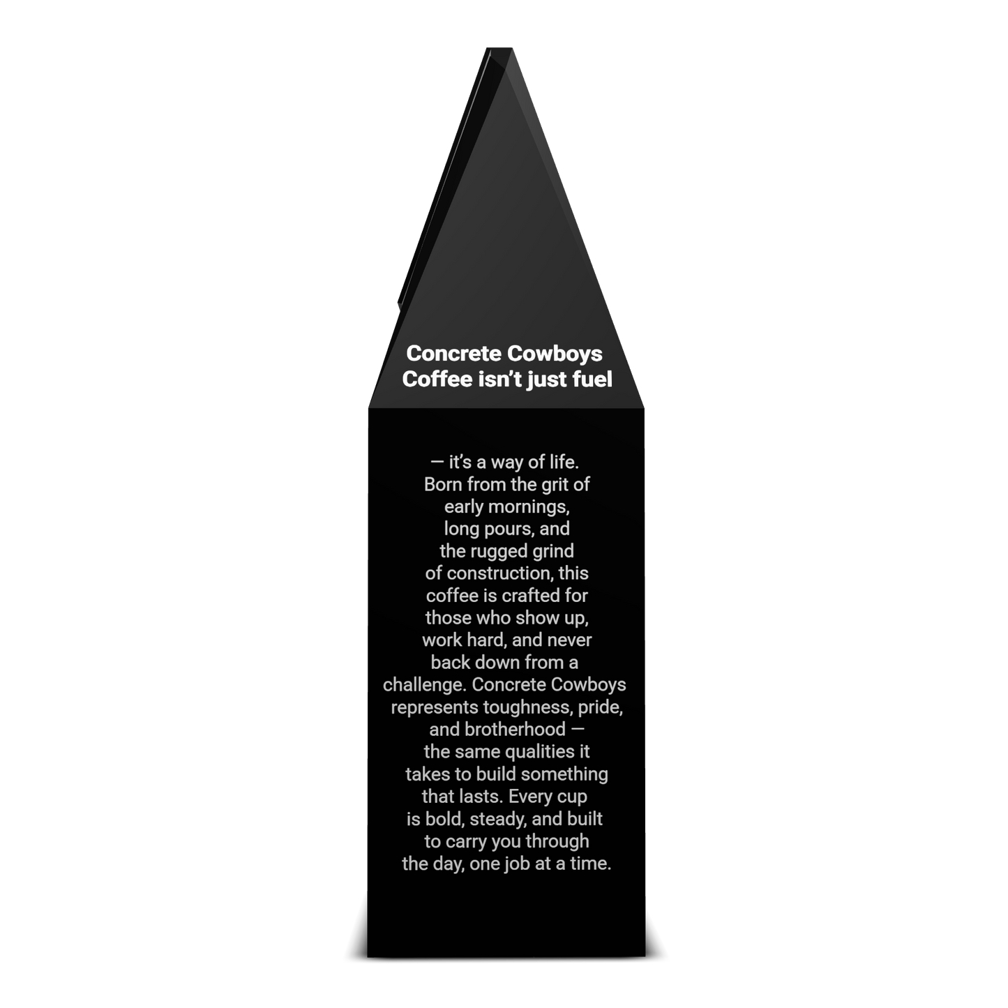 Concrete Cowboys coffee bag story panel – brand story side