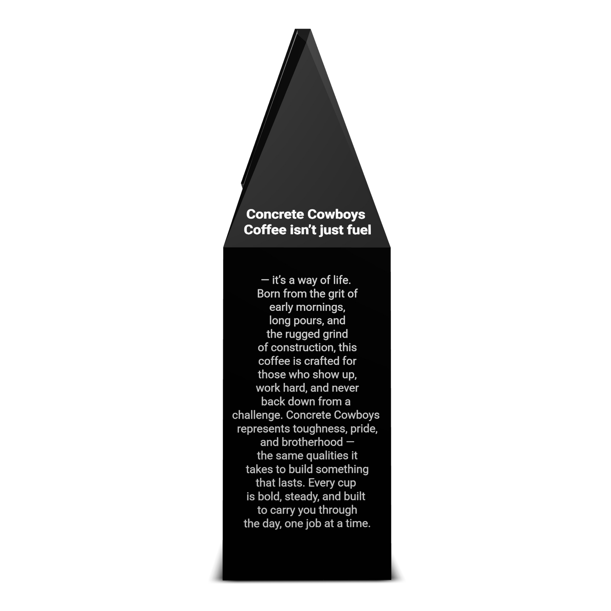 Concrete Cowboys coffee bag story panel – brand story side