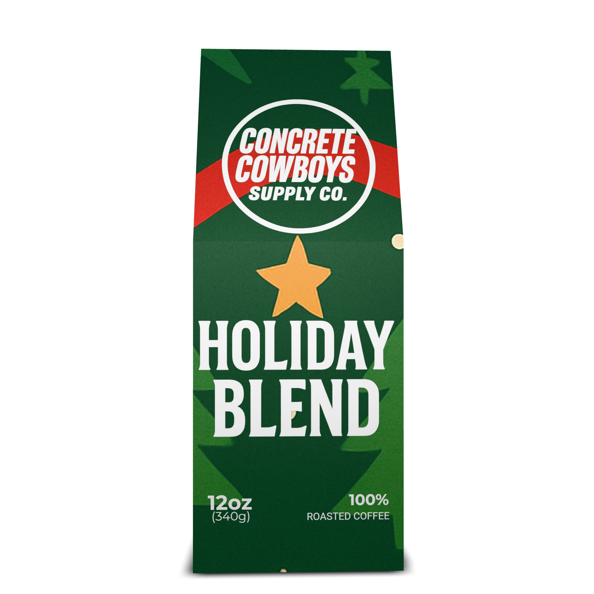 Concrete Cowboys Holiday Blend dark roast coffee bag front view
