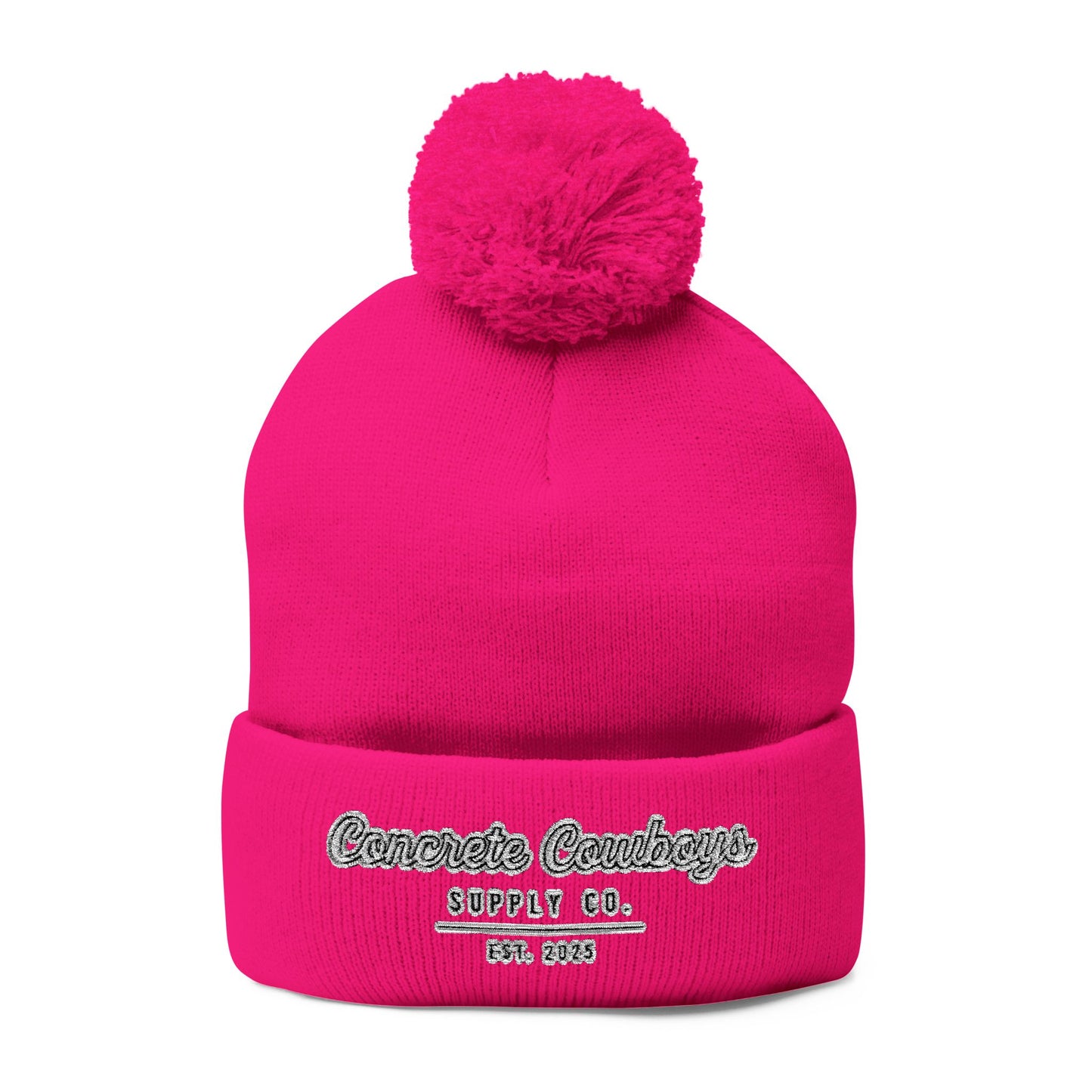  Concrete Cowboys Supply Co. Beanie in Neon Pink — front view
